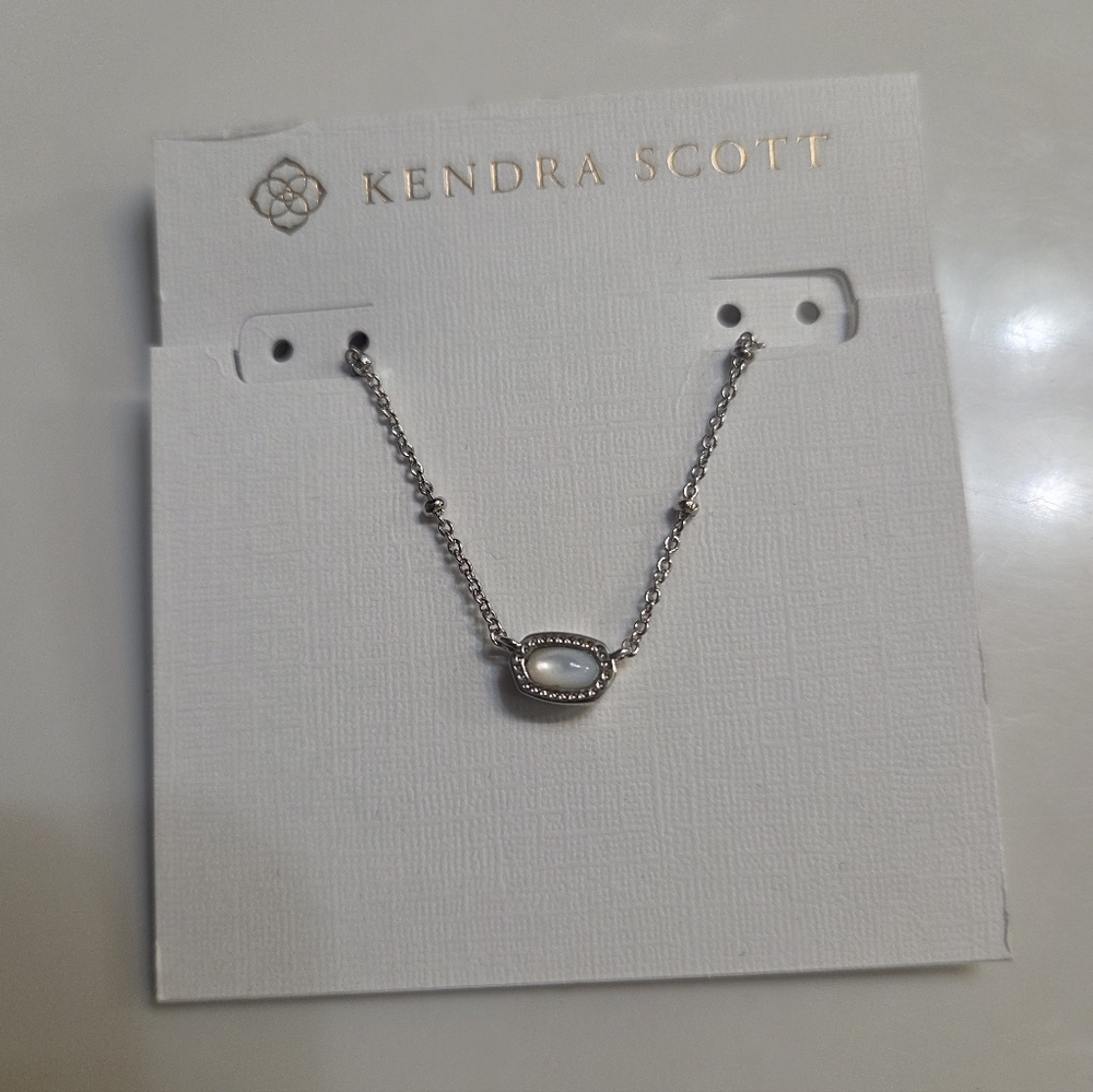 Kendra Scott Silver Necklace with Iridescent Stone